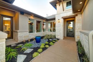 Walkway into new home near Lake Travis.