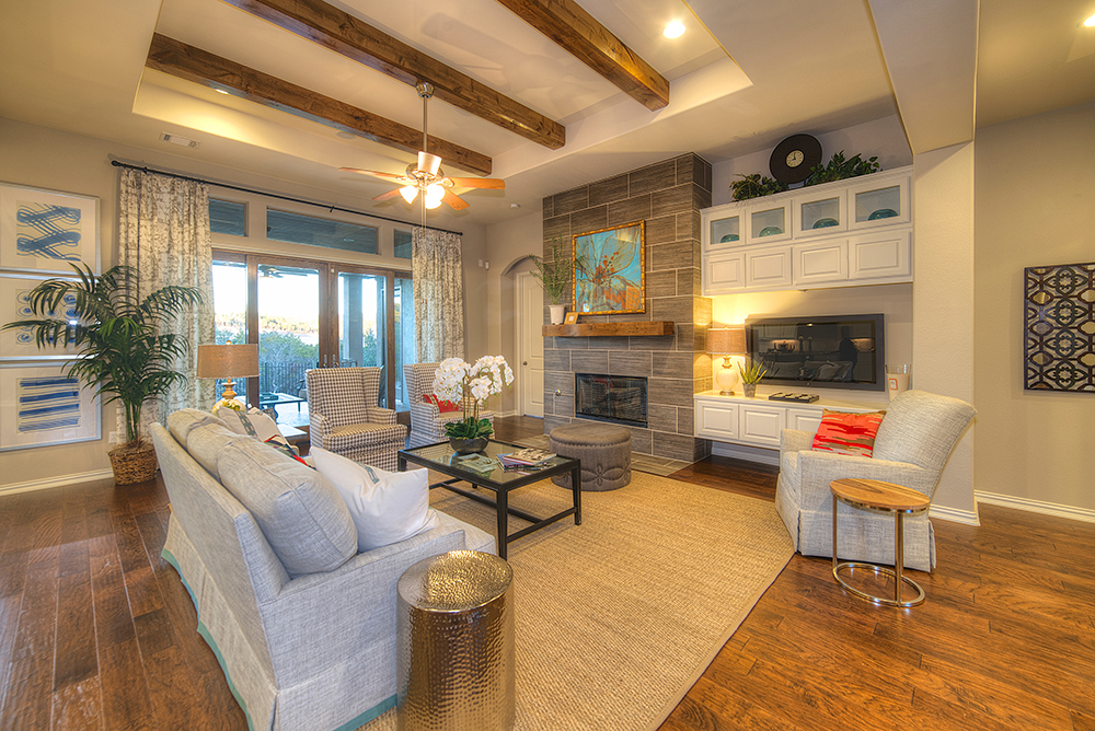 Beautiful and cozy living room in a new home at Lakeside at Tessera.
