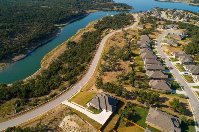 New waterfront homes on Lake Travis.