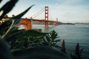 View of the Golden Gate Bridge in San Francisco.