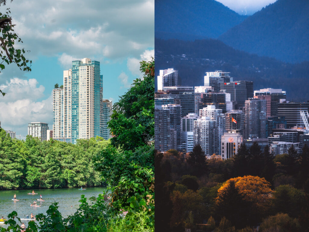 Image comparing Austin Texas and Vancouver Canada.