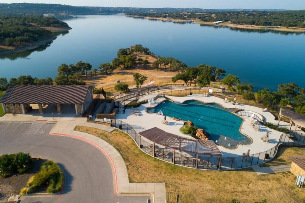 Lakeside at Tessera community with the view of the Travis Lake